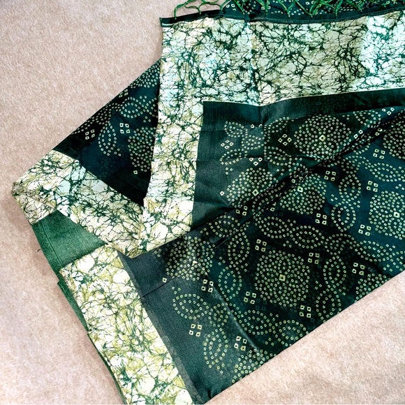 Green Bondhoni print cotton saree 🥻 - Picture 1 of 2